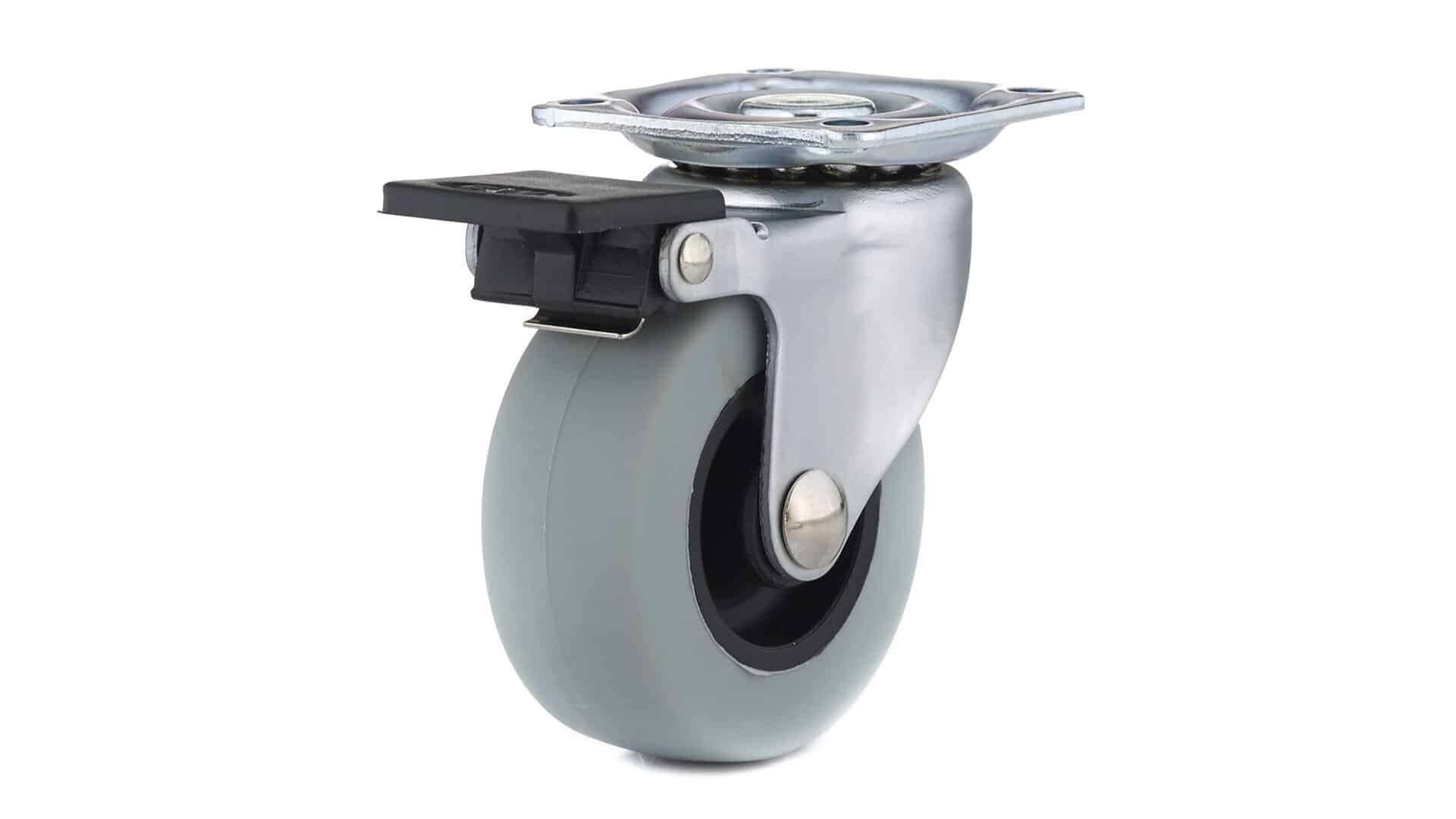 Roulettes industrielles en caoutchouc gris
