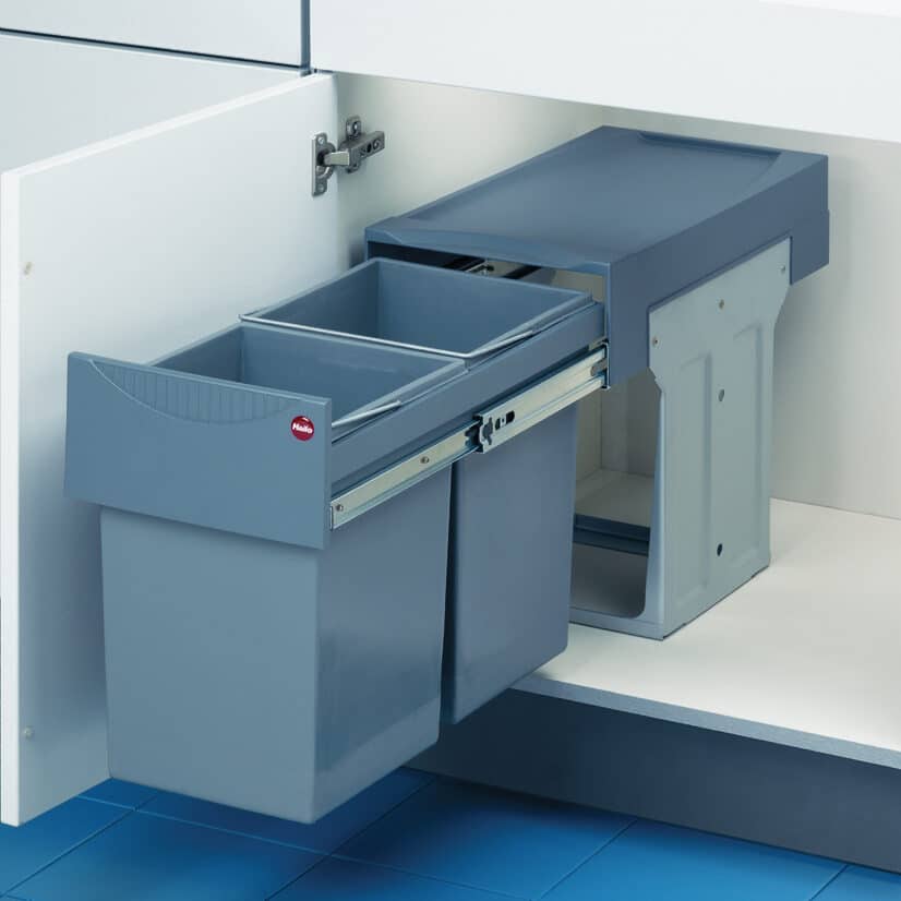 Poubelle coulissante robuste 2 x 15 L