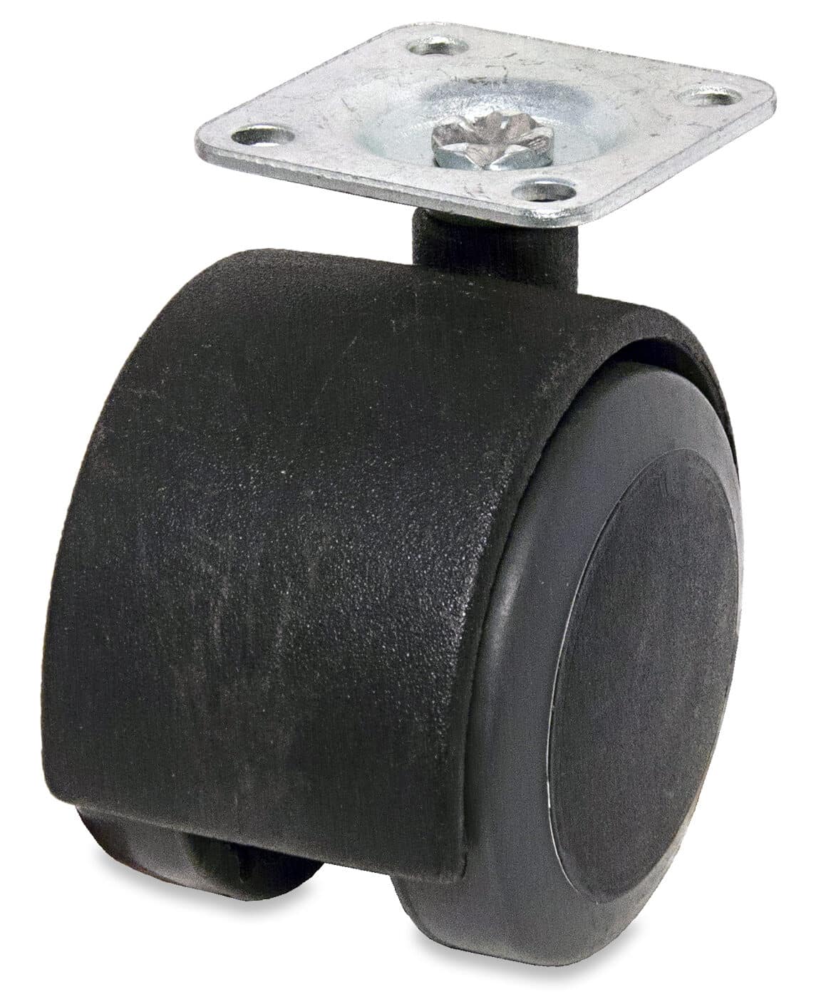 Roulettes jumelées à bande de roulement souple pour meubles - plaque