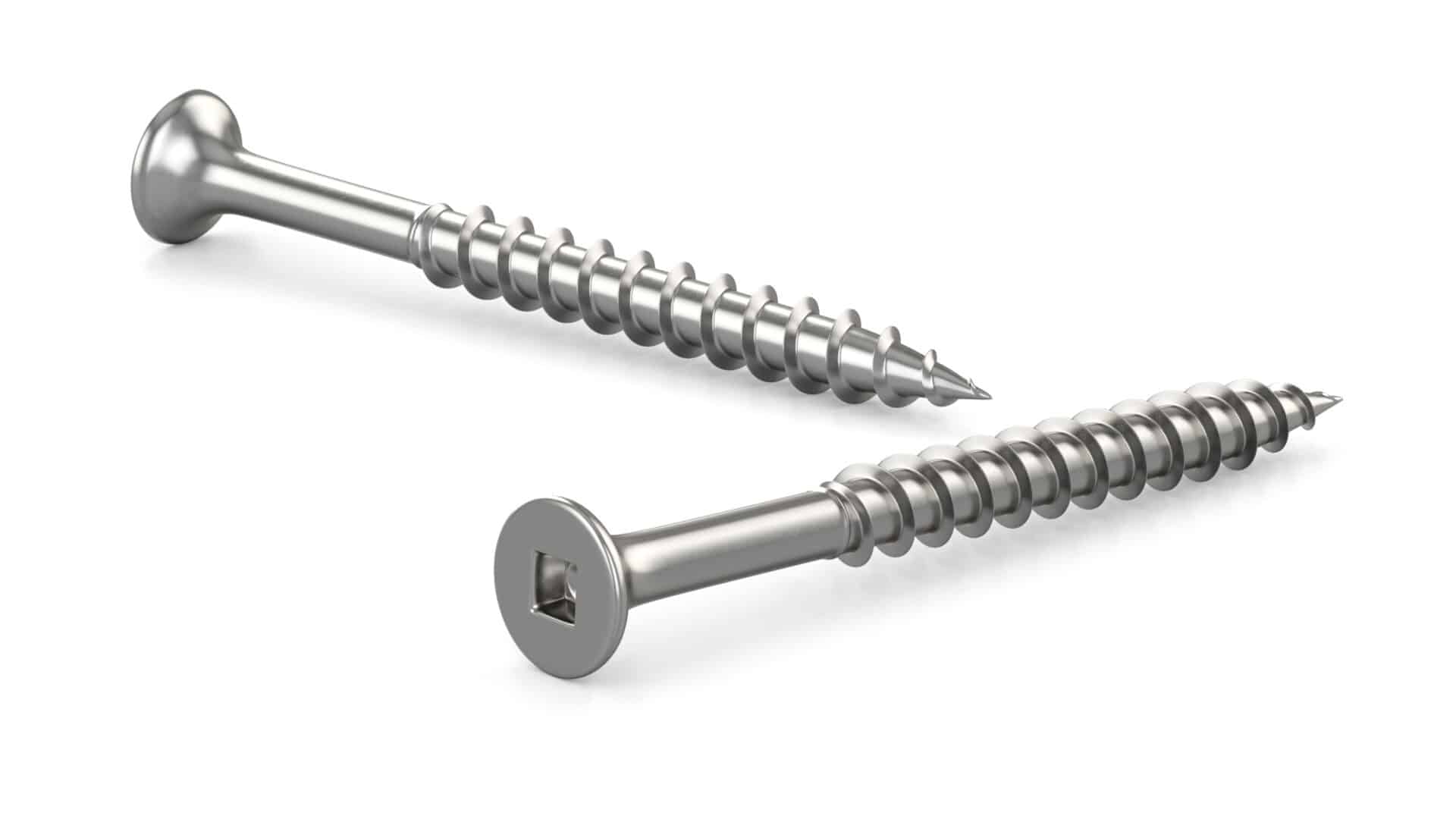 Vis bois traité en acier inoxydable, tête trompette, embout carré, gros filet, pointe bois régulier